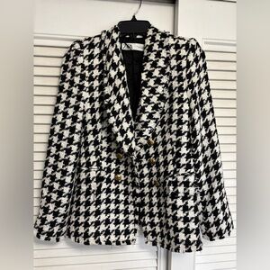 ZARA Women’s’ Houndstooth Jacket Black & White Size Small